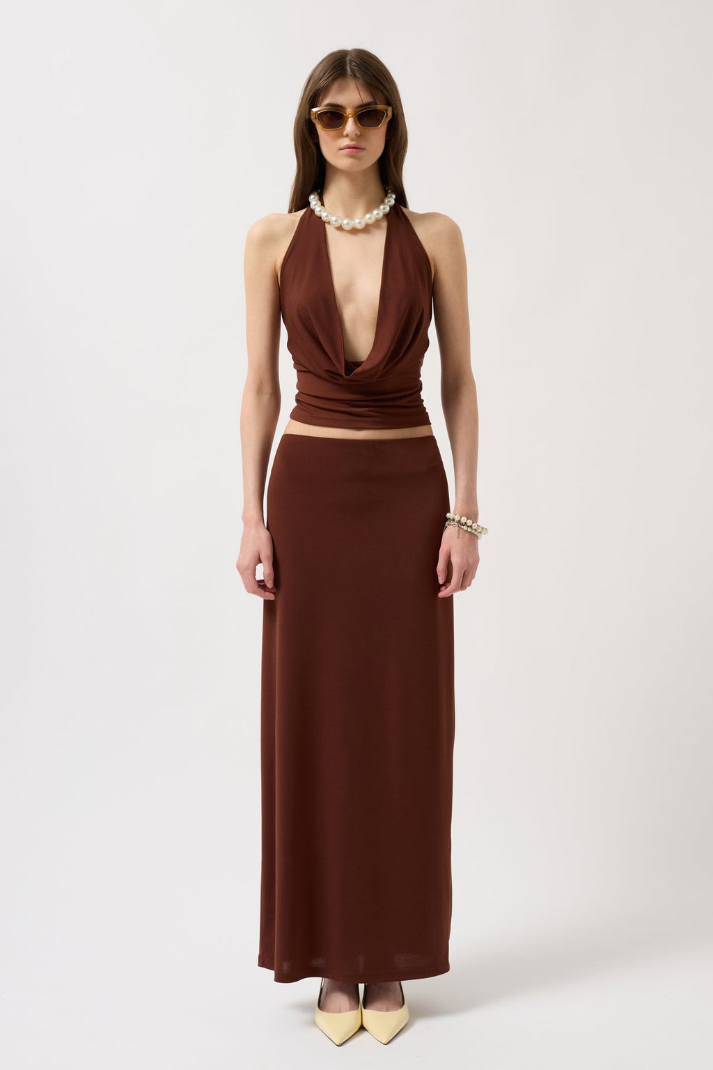 Pencil Midi Brown Skirt
