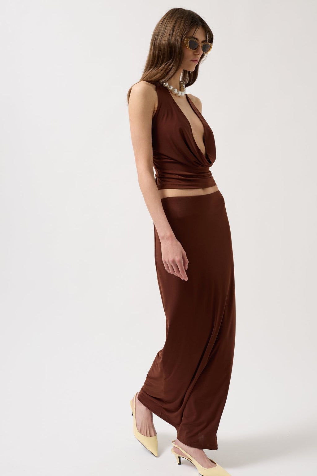 Pencil Midi Brown Skirt