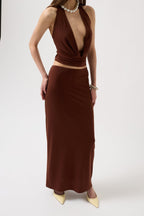 Pencil Midi Brown Skirt