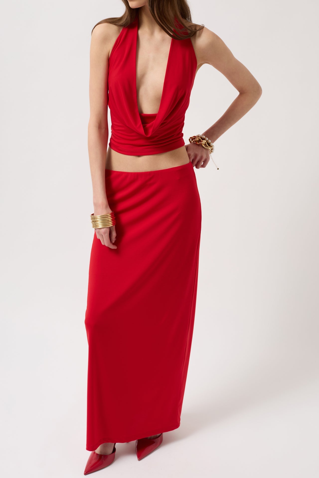 Pencil Midi Red Skirt