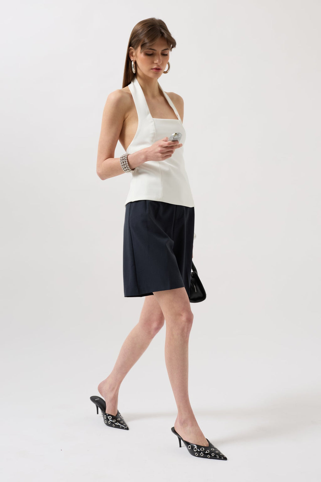 Thick Strap Crop White Blouse