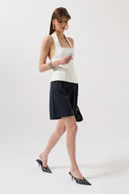 Thick Strap Crop White Blouse