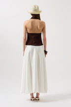 Thick Strap Crop Brown Blouse