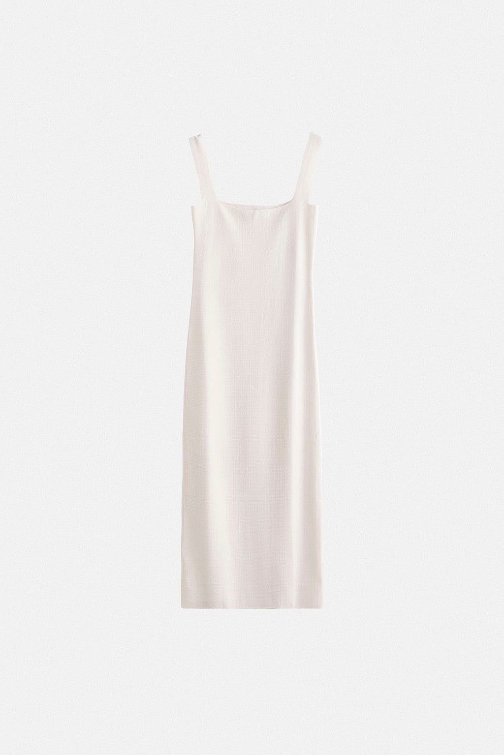 Thick Strap Midi White Dress
