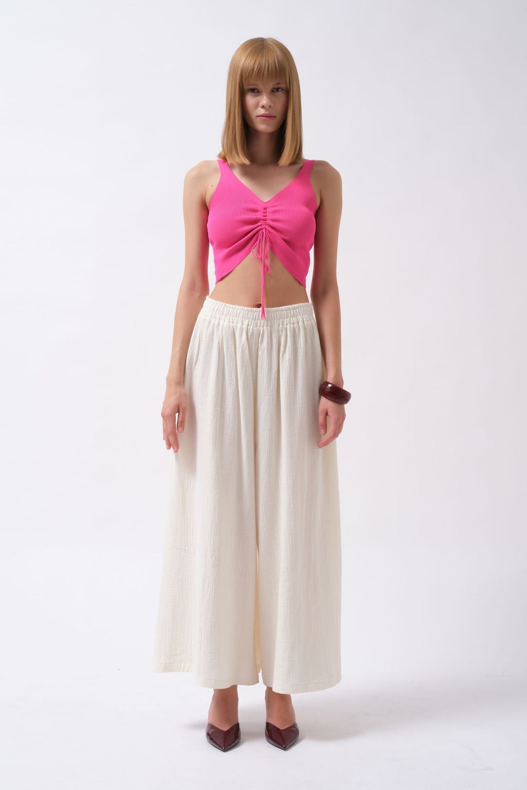 Kalin Waistt Ecru Linen Pants