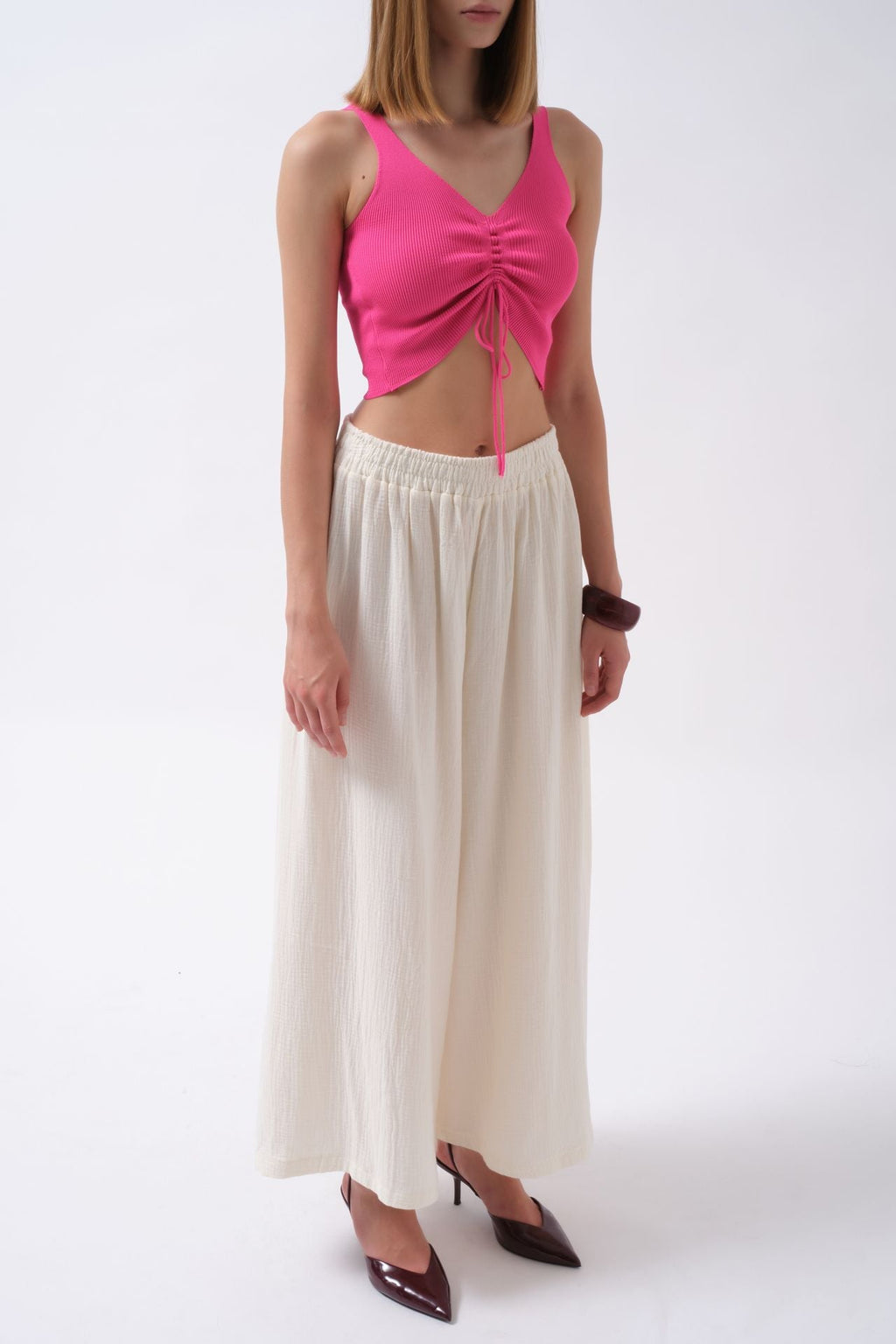 Kalin Waistt Ecru Linen Pants