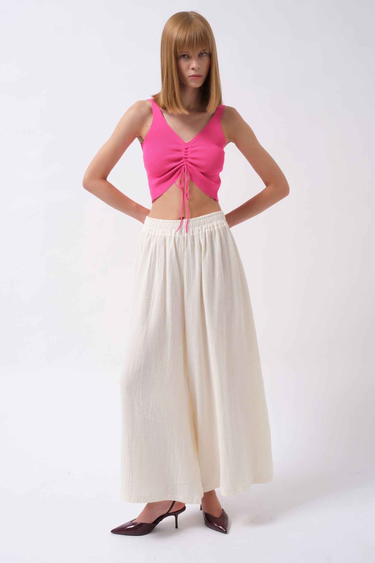 Kalin Waistt Ecru Linen Pants
