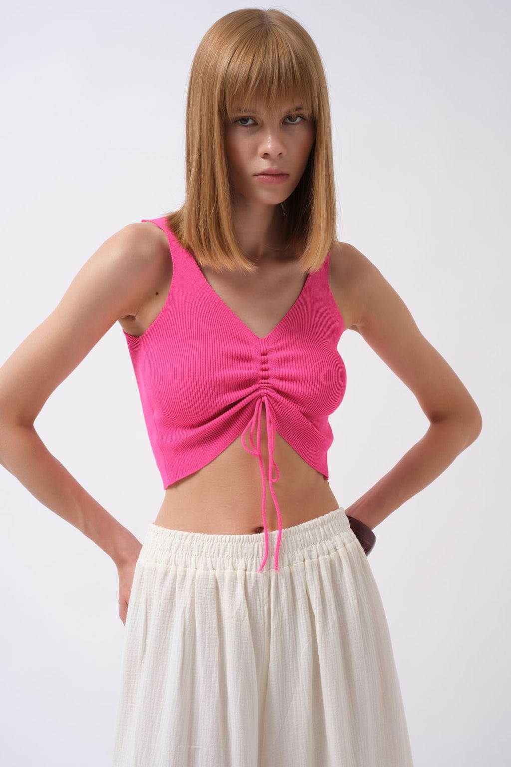Kalin Waistt Ecru Linen Pants