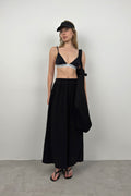 Thick Waist Black Linen Pants