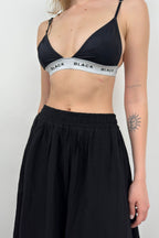 Thick Waist Black Linen Pants