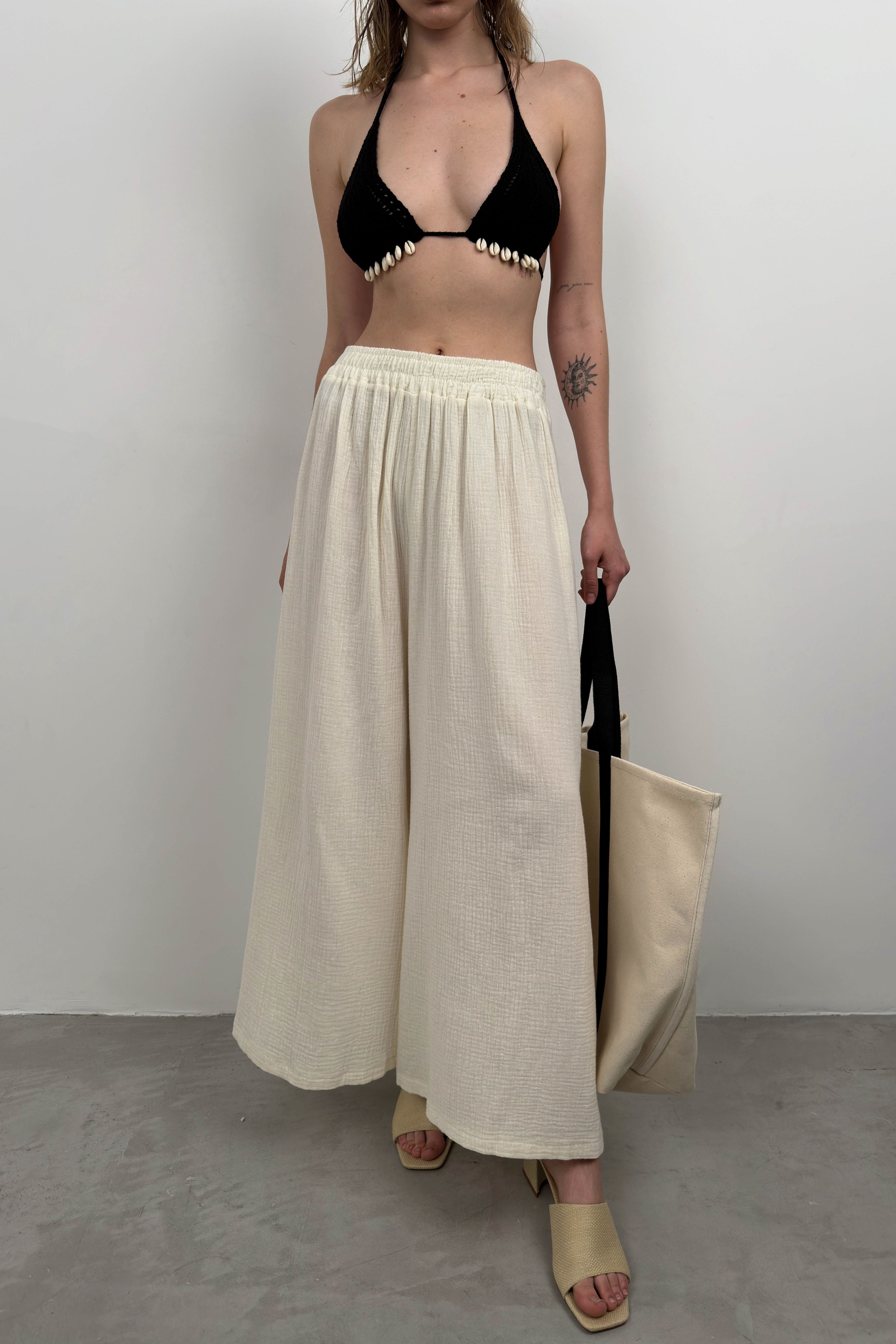 Kalin Waistt Ecru Linen Pants