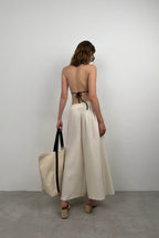 Kalin Waistt Ecru Linen Pants