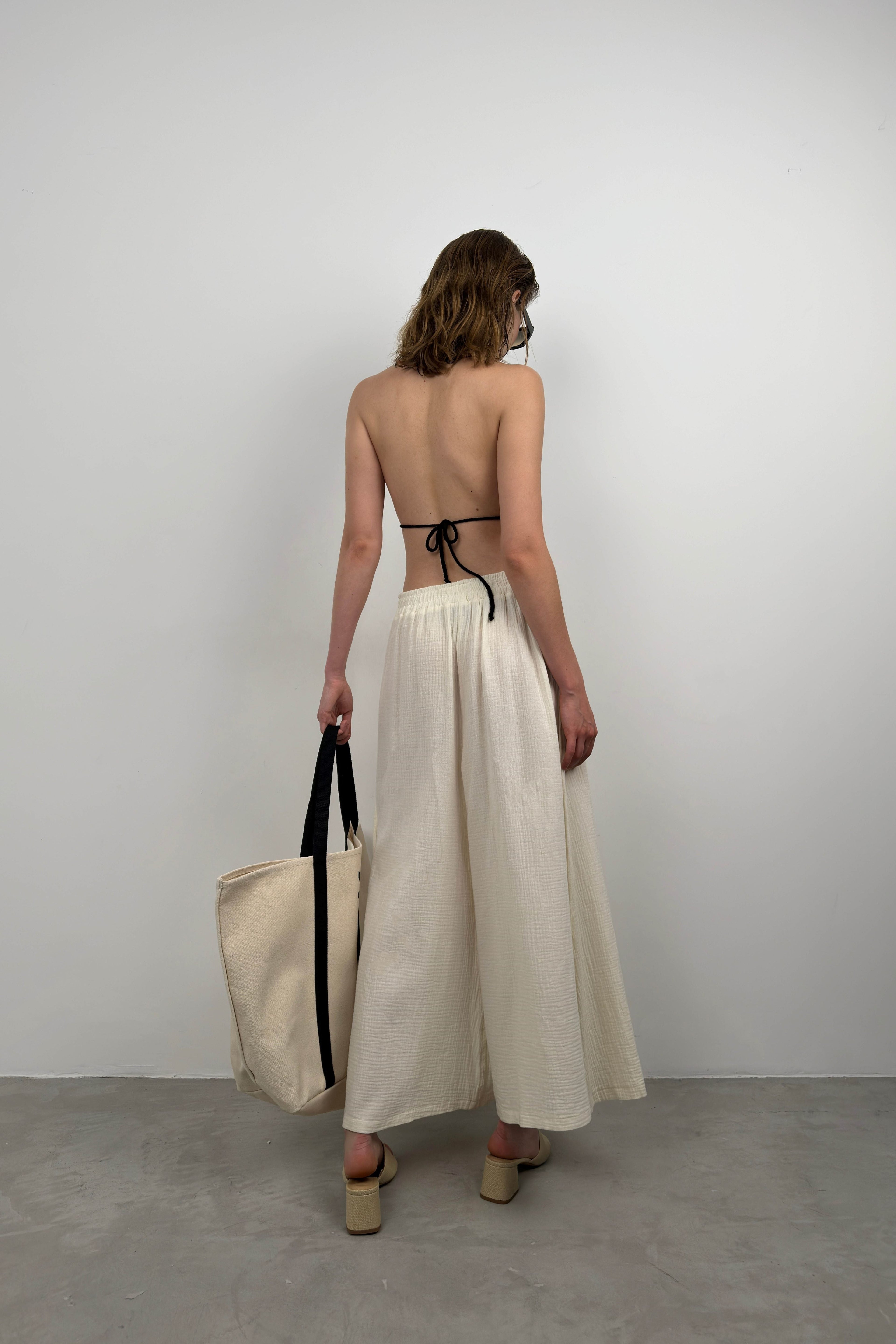 Kalin Waistt Ecru Linen Pants