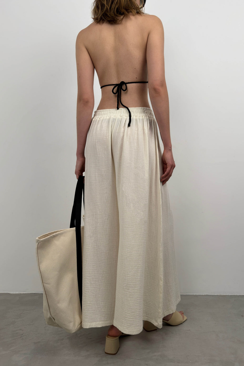 Kalin Waistt Ecru Linen Pants
