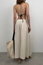 Kalin Waistt Ecru Linen Pants