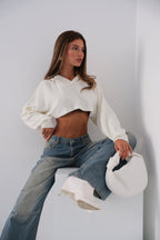 Hooded Ecru Crop Sweater