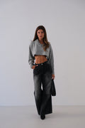 Hooded Gray Crop Sweater