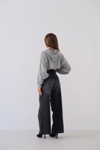 Hooded Gray Crop Sweater
