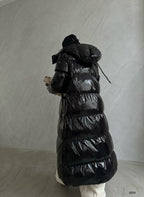 Kapusonlu Black Maxi Sisme Mont