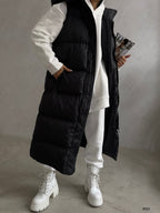 Kapusonlu Sisme Black Maxi Vest