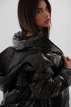 Hooded Black Maxi Puffer Coat