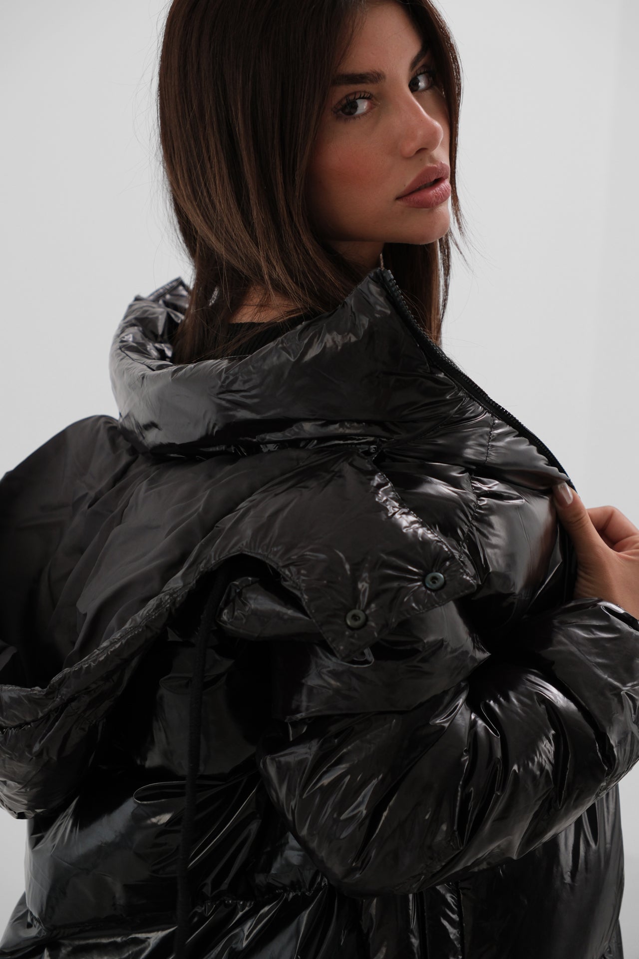 Hooded Black Maxi Puffer Coat