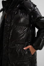 Hooded Black Maxi Puffer Coat