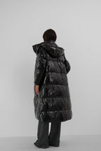 Hooded Black Maxi Puffer Coat