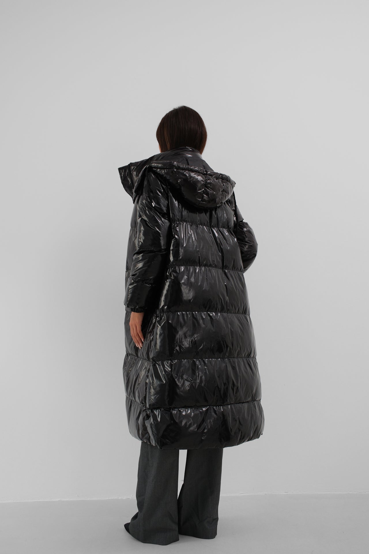 Hooded Black Maxi Puffer Coat