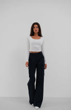 Square Neck White Crop Top