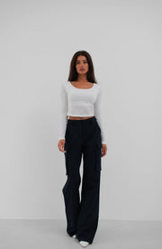 Square Neck White Crop Top