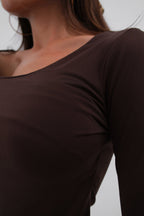 Square Neck Brown Crop Top