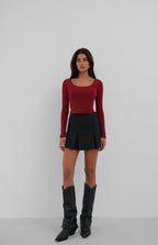 Square Neck Burgundy Crop Top