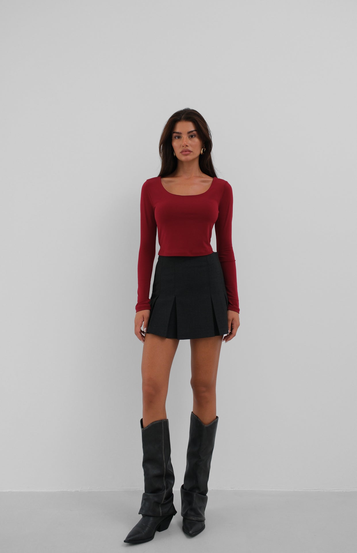 Square Neck Burgundy Crop Top
