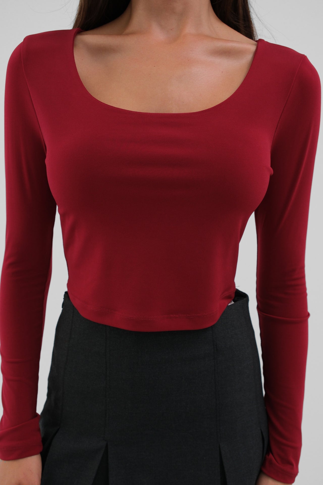Square Neck Burgundy Crop Top