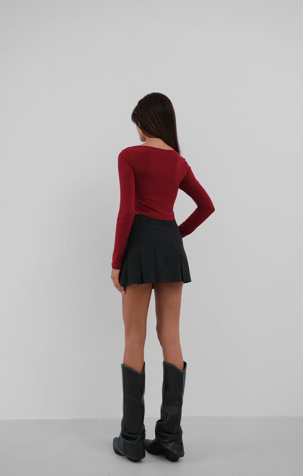 Square Neck Burgundy Crop Top