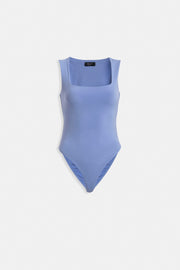 Square Neck Thick Straps Baby Blue Bodysuit