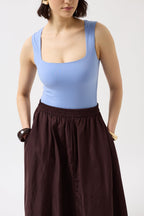 Kare Neck Thick Strap Baby Blue Bodysuit