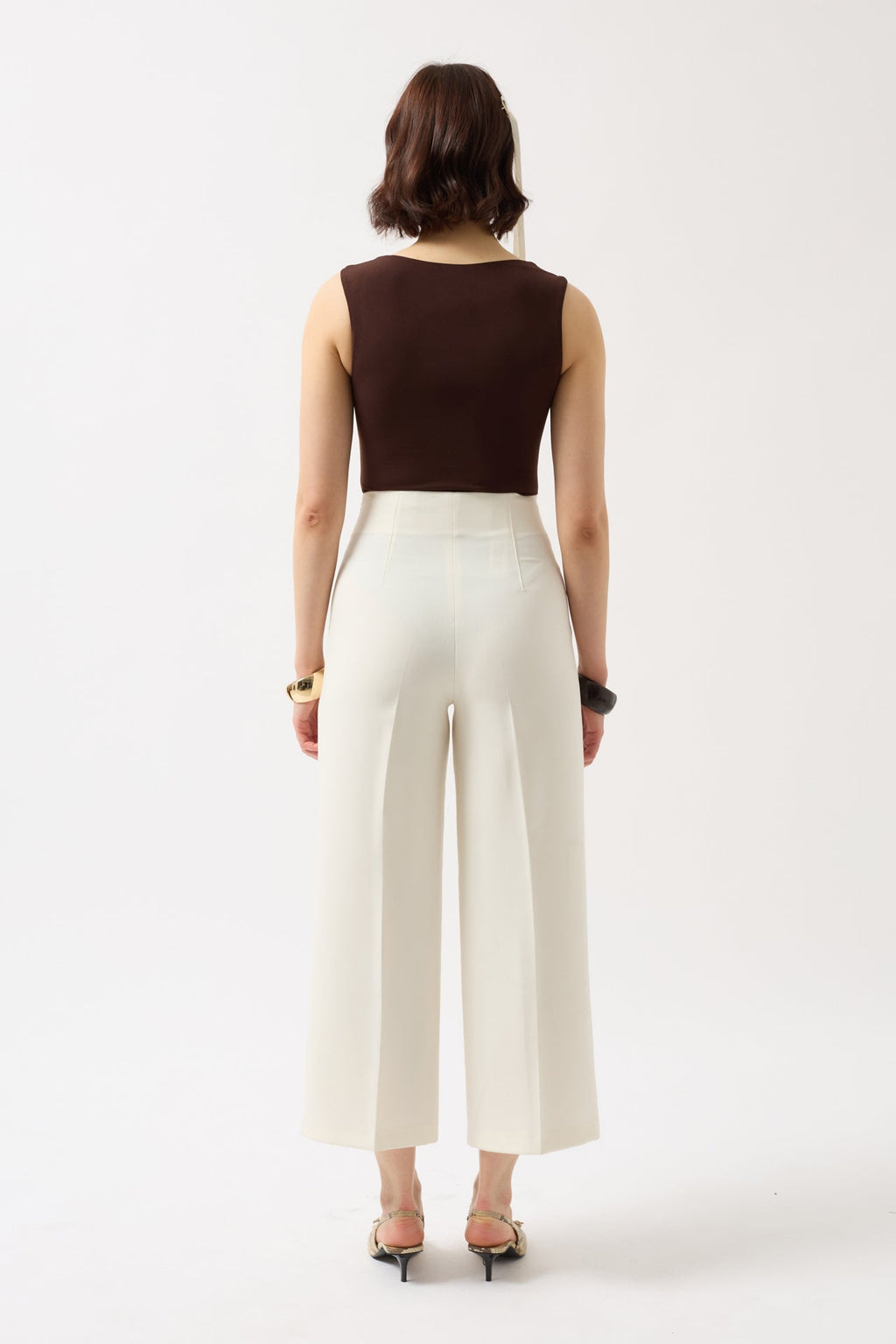 Square Neck Thick Strap Brown Bodysuit
