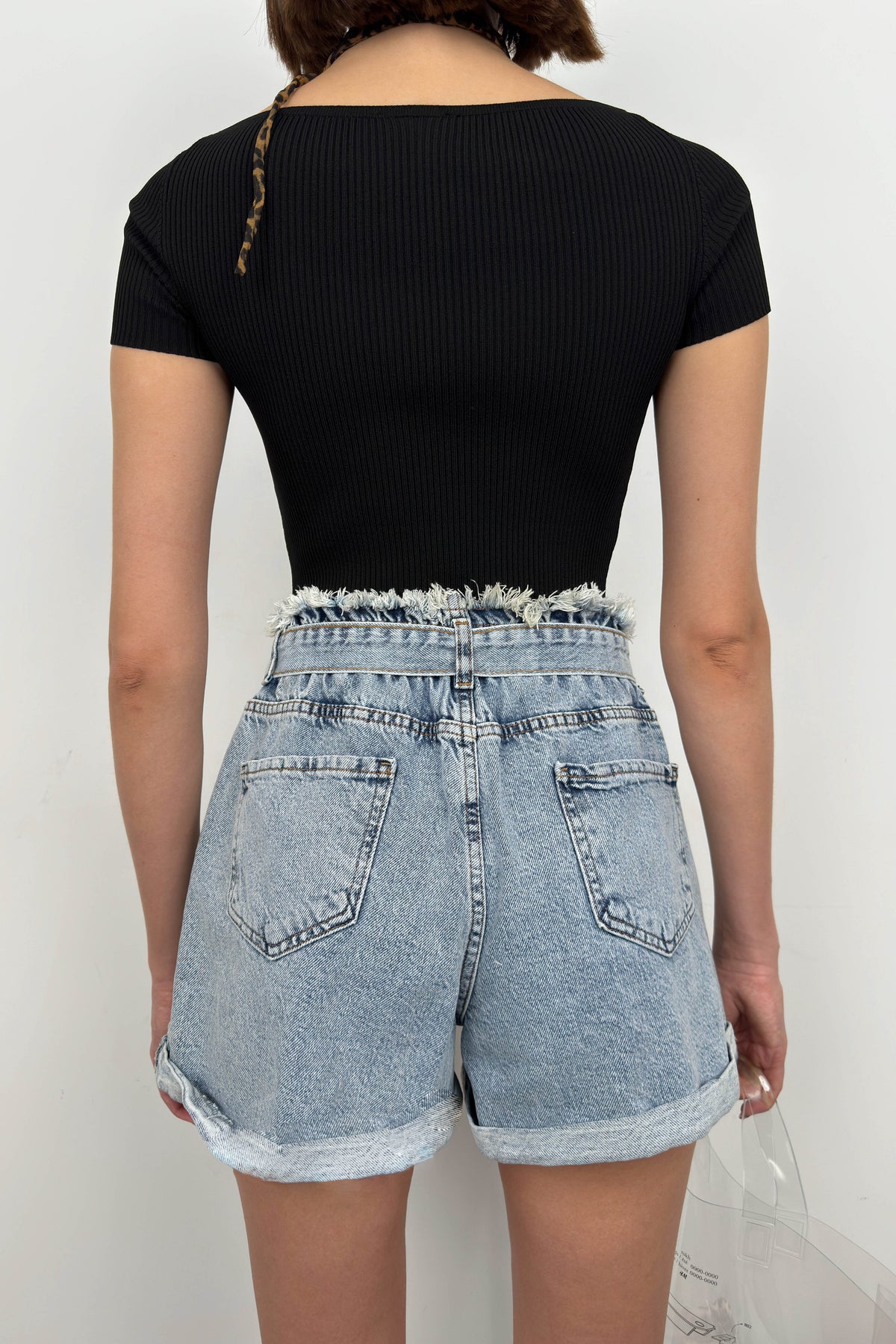 Square Neck Black Knit Blouse
