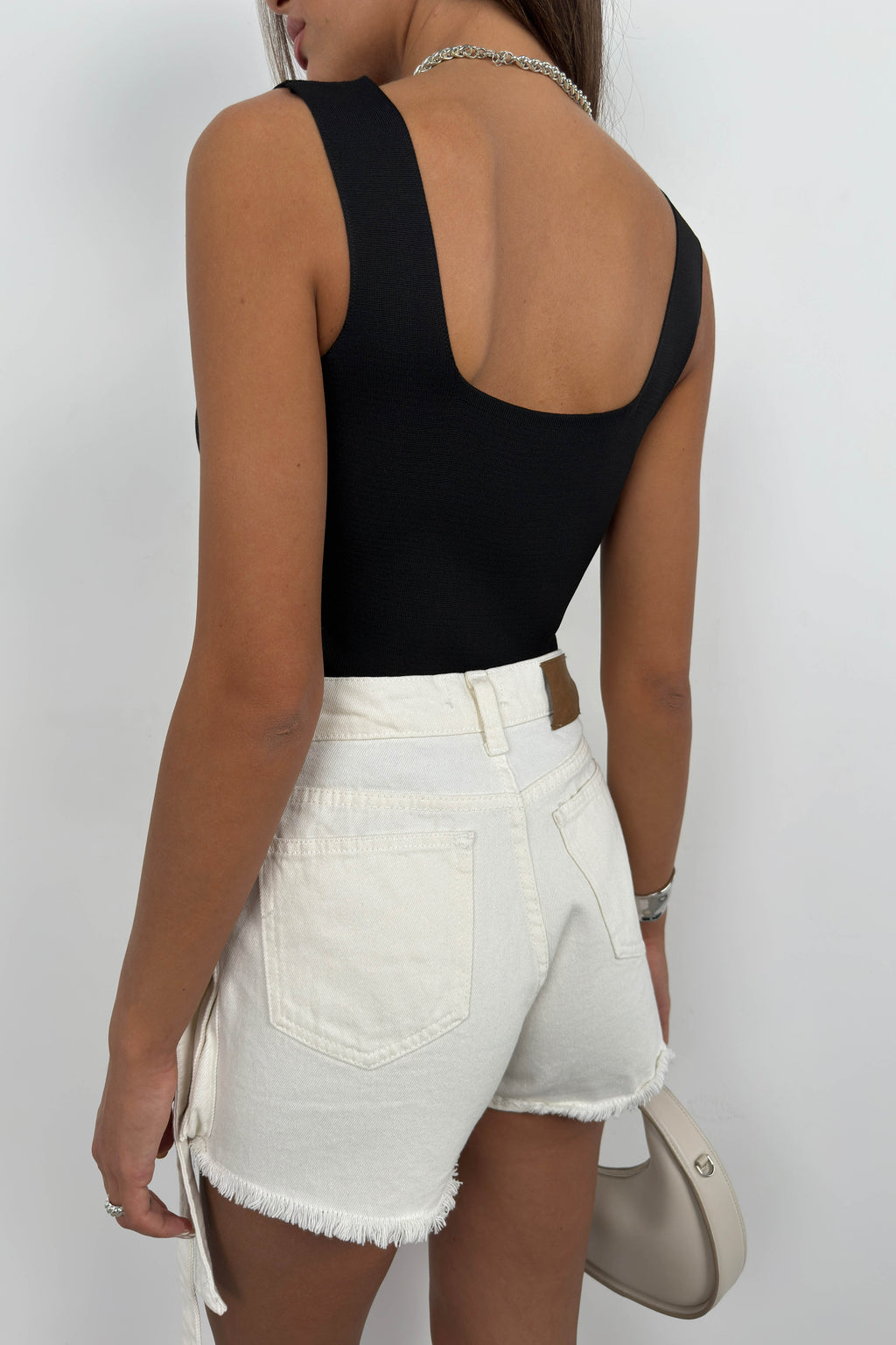 Square Neck Black Knit Blouse