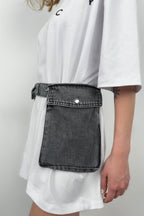 Cargo Bag Detail Black Denim Belt