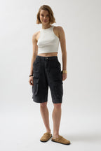 Cargo Pocket Bermuda Gray Denim Shorts