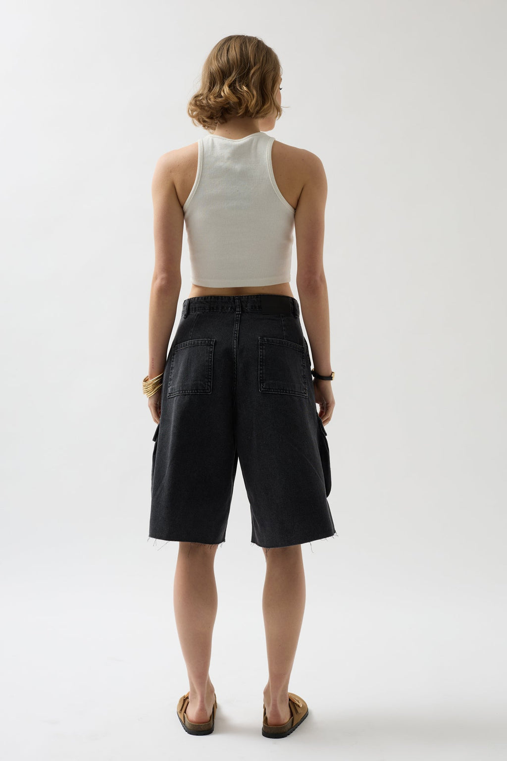 Cargo Pocket Bermuda Gray Denim Shorts