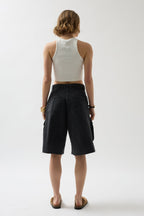 Cargo Pocket Bermuda Gray Denim Shorts