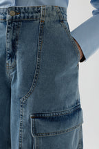 Cargo Pocket Bermuda Blue Denim Shorts