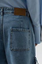 Cargo Pocket Bermuda Blue Denim Shorts