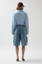 Cargo Pocket Bermuda Blue Denim Shorts