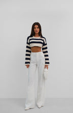 Cargo Pocket White High Waist Pants