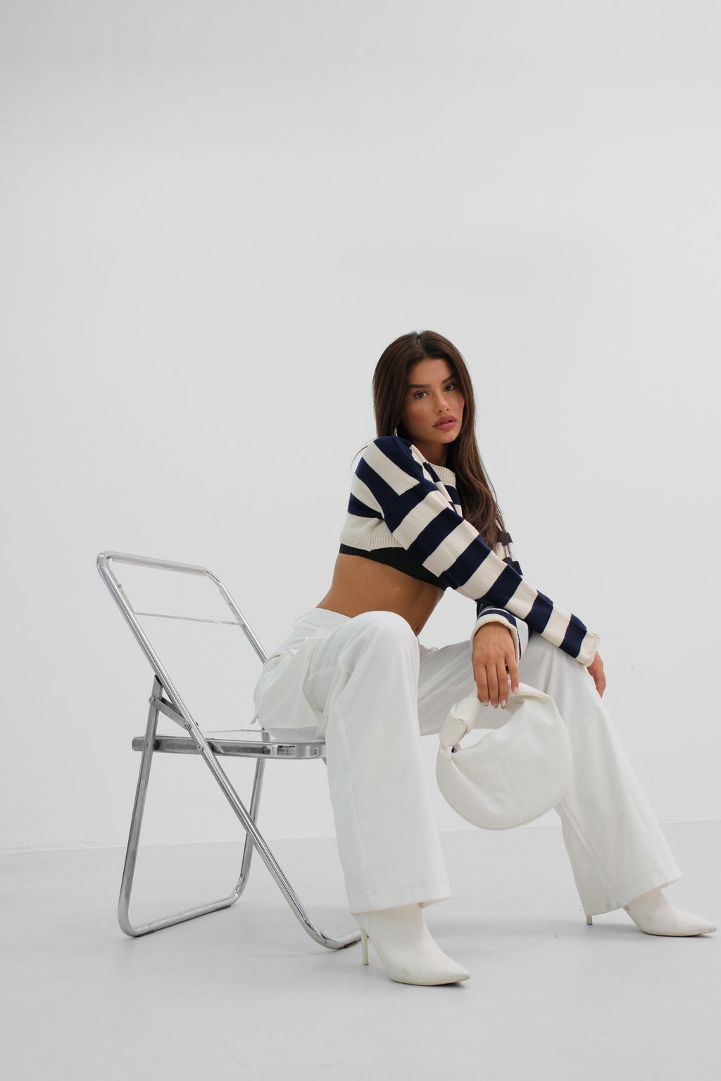 Cargo Pocket White High Waist Pants